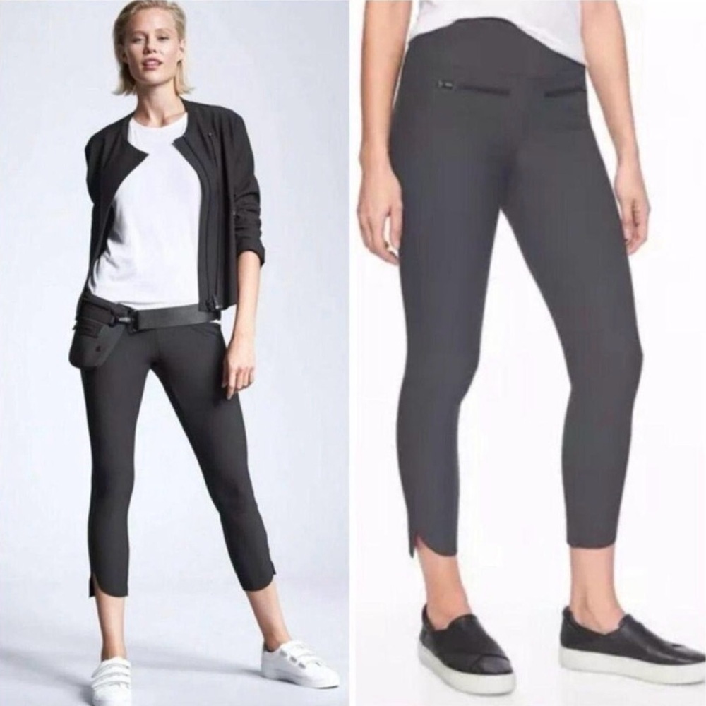 Athleta Stellar crop ankle pant women’s small black moto EUC